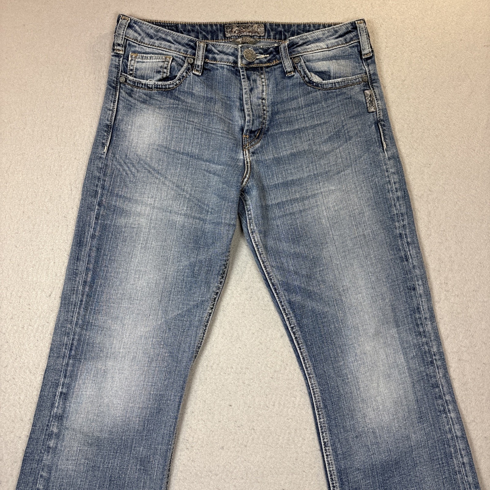 Silver Jeans Women 29x30 (31x30) Anniversary Frisco Button Fly Fade Whiskers